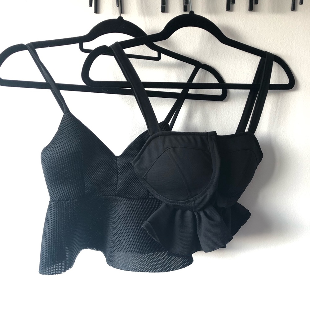 🆕 BOGO🆓 2 Black Peplum Crop Tops